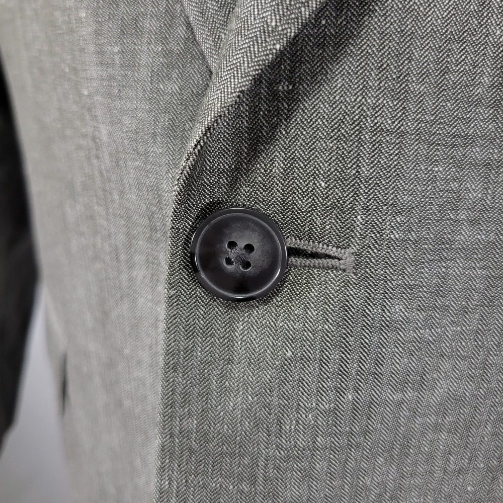 Calvin Klein‎ Men's Sport Coat Blazer Two Button Gray Herringbone Linen Wool 46R - Picture 11 of 15